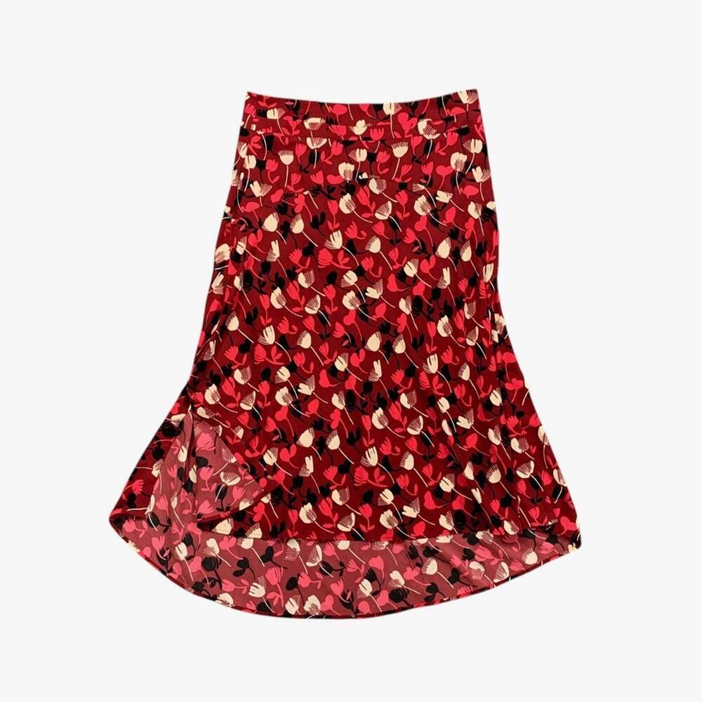 Cabi Skirt Womens 8 Multi Corsage Blossom Floral Flowy Hi Low Side Zip Midi